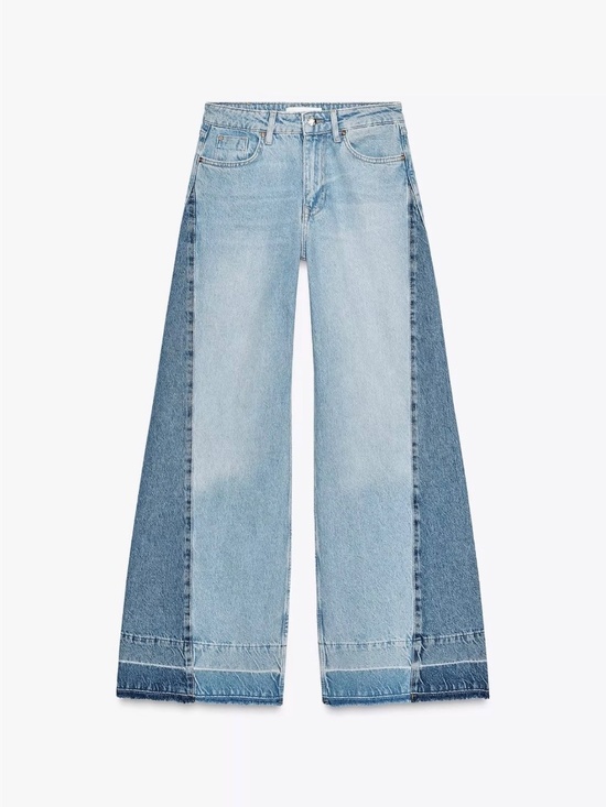 Zara Denim - Zara Z1975 High Waist Wide Leg Combined Two tone Jeans Size 2